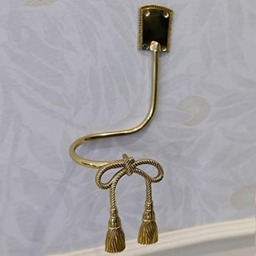 Set of 2 Gold Metal Bow Curtain Tiebacks, Brass Wall-Mounted Curtain Hooks for Window Treatment, Elegant Home Decoration