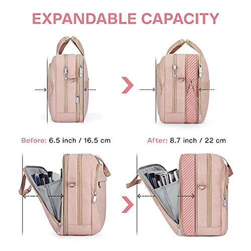 17.3 Inch Laptop Bag,Bagsmart Large Expandable Briefcase For Women Business Office Travel Computer Bag Shoulder Bag Water Resistant Anti Theft Durable,Pink #TOP1