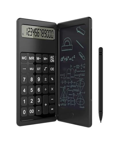 BINWAN Calculatrice, carnet d'écriture de Bureau for étudiants, Calculatrice Pliable, 6 tablettes d'écriture LCD, Affichage à 12 Chiffres, Tableau électronique, Bloc-Notes/Bloc-Notes