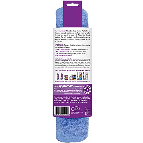 Rejuvenate Hardwood Professional Wood Floor Restorer And Polish, 32 Oz & Microfiber Bonnet Applicators Fits Standard 9” Sponge Mop Head - Washable And Reusable Microfiber Mop Bonnets – Pack Of 1 #TOP6