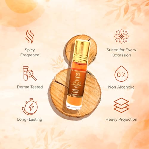 Image of Amber Musk Perfume Oil for Men & Women | Long Lasting Alcohol-Free Attar | Warm Woody Musky Fragrance | Roll-On Concentrated Perfume Oil, 6 ml / 0.2 fl Oz
