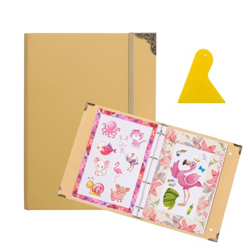 Retro Style Reusable Sticker Storage Book Sticker Collection Book Collecting Album Sticker Book For Adults 40 Sheets (A4, Vertical)