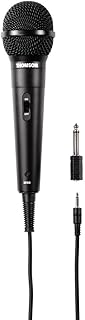 THOMSON | Micrófono dinámico con Conector Jack de 6,3mm o 3,5mm y Conector XLR, Interruptor de Encendido/Apagado, Cable de 3metros, Color Negro.