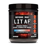BEYOND RAW LIT Advanced Pre Workout Formula, ICY Fireworks, for Energy, Focus, Endurance, Pumps, with 300mg Rapid and Targeted Release Caffeine, Creatine, Betaine, Beta Alanine, Taurine, 20 Servings