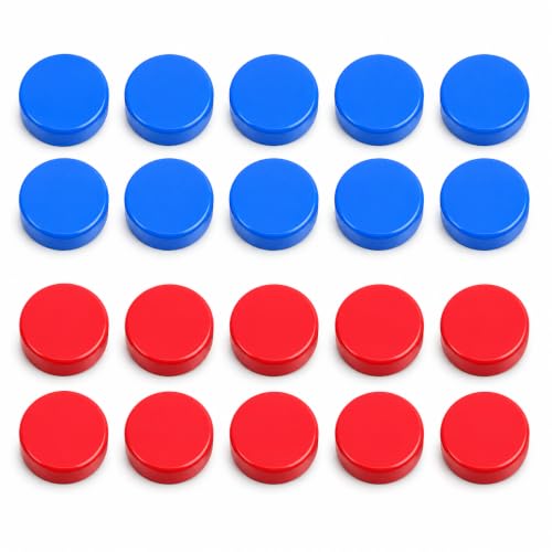 Image of Fridge Magnets 20 Pcs Strong Round Fridge Magnets – Heavy Duty Mini Magnets for Whiteboard, Locker, Crafts & Refrigerator (20 Pcs Blue+Red)