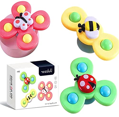 HDHF 3Pcs Suction Cup Spinner Toy Spinning Top - Bath Toy for Kids - Creative Cartoon Butterfly Spinning Windmill Educational Toy