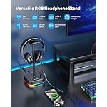 TROND Headphone Stand with USB C, Desk Gaming Headset Holder with 3 AC Outlets, 2 USB-A and 1 USB-C, Headset Stand with 5 RGB Light Modes, for Gaming Desk Accessories Gamer Boyfriend Gifts - Image 2