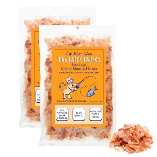 Cat-Man-Doo | Bonito - 4oz. (2 Pack) | Bonito Fish Flakes for Cat & Dog Treats | Healthy, Single Ingredient, Treat or Food Topper, High Protein Cat-Man-Doo | Bonito - 4oz. (2 Pack) | Bonito Fish Flakes for Cat & Dog Treats | Healthy, Single Ingredient, Treat or Food Topper, High Protein