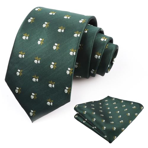 Image of Alizeal Mens 3.15'' Light Color Rustic Tie Handkerchief | with Flower Printed Handkerchief for Wedding Business Daily Wear