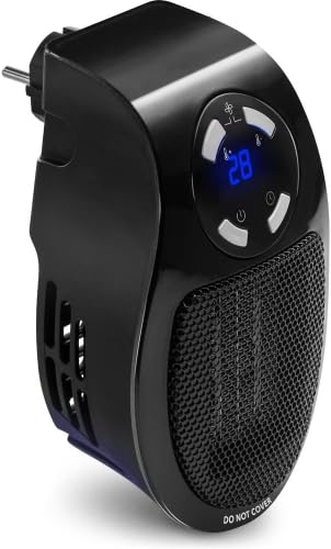 Socket Fan Heater, Darryy 500W Socket Mini Heater, Socket Mini Electric Air Heater, Mini Socket Heater, Sicherheit und Energieeinsparung, Intelligente Temperaturregelung, PTC-Keramik-Heizung(Schwarz)