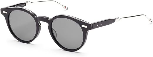 THOM BROWNE TB 806 A-BLK-SLV Matte Black-Silver w/ Dark Grey-AR Sunglasses, Matte Black-silver, 48mm