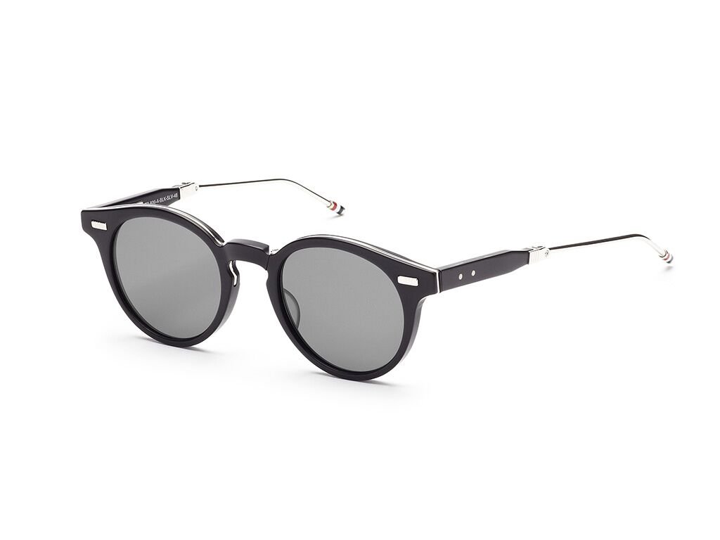 THOM BROWNE TB 806 A-BLK-SLV Matte Black-Silver w/ Dark Grey-AR Sunglasses, Matte Black-silver, 48mm