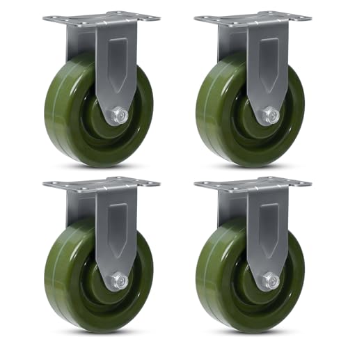 4"x1.5" Caster Wheels, High Temp Industrial Bakery and Oven Rack Caster Wheels, Heavy Duty Casters Set of 4 with Capacity 2800 LB (4 Rigid)