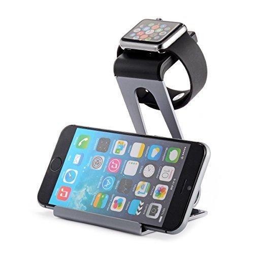 2 in 1 Aluminum Universal Apple Watch Doppelstand Ladestation Halterung Docking Ladestation für alle iWatch, iPhone, iPad, Telefone &