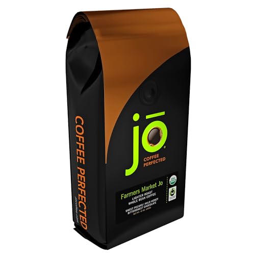 Image of FARMERS MARKET JO: 10 oz, Organic Coffee, Whole Bean, Lighter Roast | Soft Velvet Texture, USDA Certified Organic Fair Trade Certified Kosher, 100% Arabica Specialty Coffee, Non-GMO Gluten Free