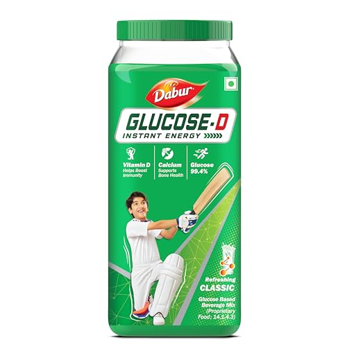 Dabur Glucose-D Instant Energy Drink Powder - 1kg | Enriched with Vitamin D & Calcium | 99.4% Glucose Quick Energy Replenishment Formula | Easy to Mix Refreshing Drink