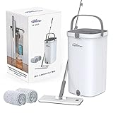Ventifan Flat Mop and Bucket Set, Separates Dirty and Clean Water, Self Cleaning Flat Mops for Floor Cleaning,Wet and Dry Use Flat Mop and Bucket System