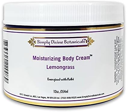 Simply Divine Botanicals Moisturizing Body Cream - Natural and Organic Lotion with Shea Oil, Hemp Oil and Aloe Vera, 12 oz (Lemongrass)