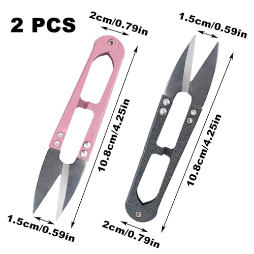 Miniatura 2 de 2 Pares Tijeras De Costura,Tijeras De Coser Hilo En Forma De U,Tijeras De Poda,Cortador De Punto De Cruz Portátiles,Para Manualidades Y Cuidado De Plantas Rosa Gris