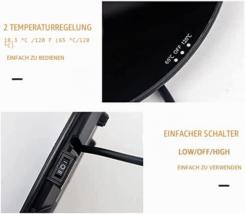 Foto von Elektrischer Tellerwärmer, 25 cm, mit 2 Temperaturkontrollen (65 °C/120 °C), rund, für Buffets, Partys, Catering, Abendessen zu Hause, Schwarz