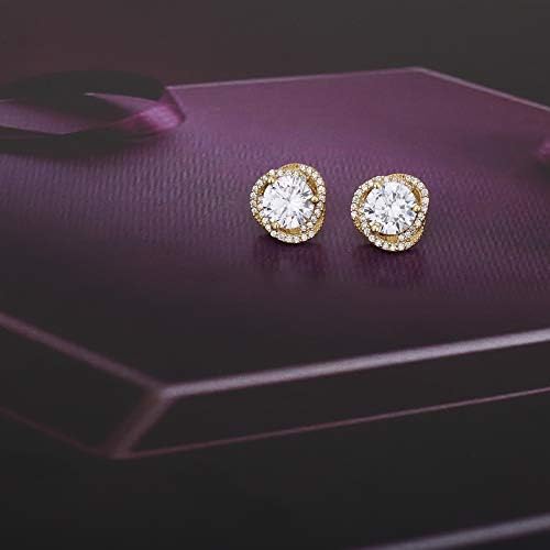 Vanbelle 18K Gold Plated Jewelry Halo Cubic Stud Earring with Cubic Zirconia Stones for Women and Girls