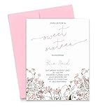 Pink Watercolor Wildflowers Sweet Sixteen Party Invitations With Florals, Elegant Sweet Sixteen Invite with Wild Flowers, Modern 16th Birthday Invites, Your choice of Quantity, Info and Envelope Color