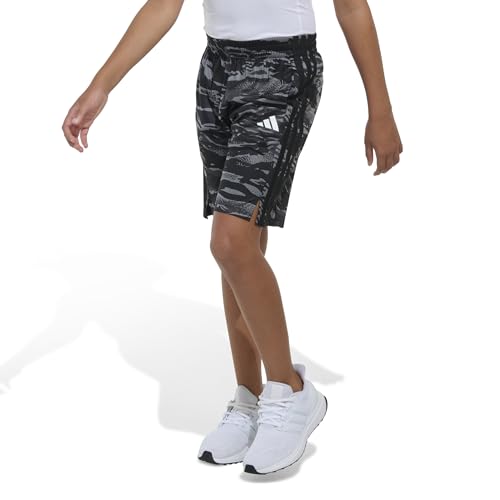 adidas Bermuda masculina AOP Tiger Camo com 3 listras, Preto, 2 Anos