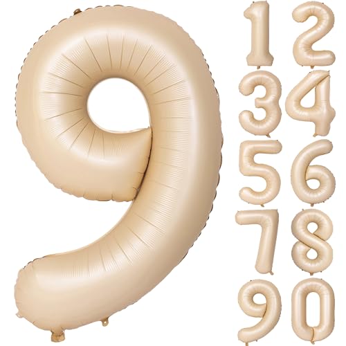 Image of 40 In Caramel Number Balloons 9 Helium Foil Mylar Balloon