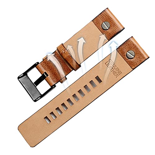 Bracelet de montre cuir 28mm marron rétro compatible avec Diesel DZ4323 DZ4318 DZ7413 sangle - 3