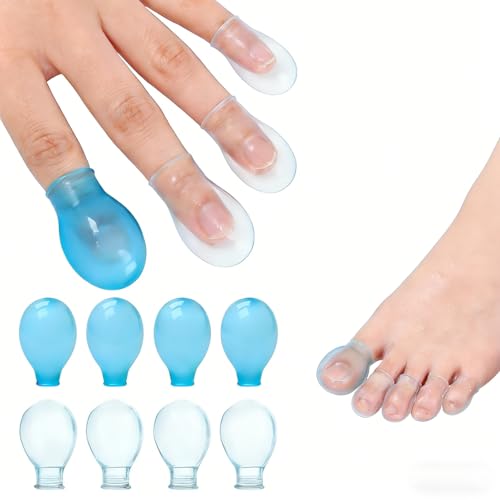 5PCS Waterproof Finger Covers & Silicone Finger Sleeve Set, Reusable Finger Protectors and Finger Cots for Shower, Swimming, Nail Care, and Finger Tips Protection (3 Large 2 Small)