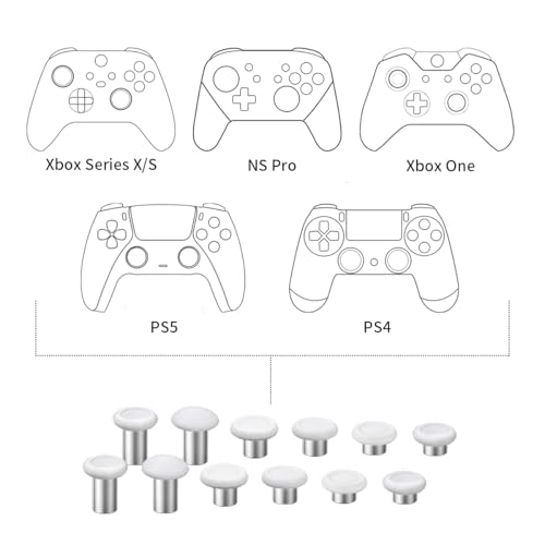 RALAN ps5コントローラーに対応用交換サムスティック、ps4コントローラー スティック PS5/PS4/XBOX SERIES X/switch NS pro PROコントローラー用交換用キャンプ修理ツール 金属製セット3種類の高さによる操作感の最適化