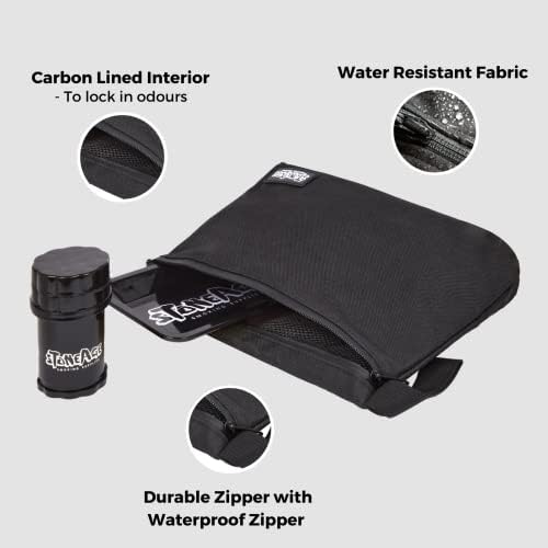 StoneAge Smell Proof Bag Set - Carbon Lined Stash Pouch - Herb Grinder & Metal Rolling Tray - Perfect for Travel Storage