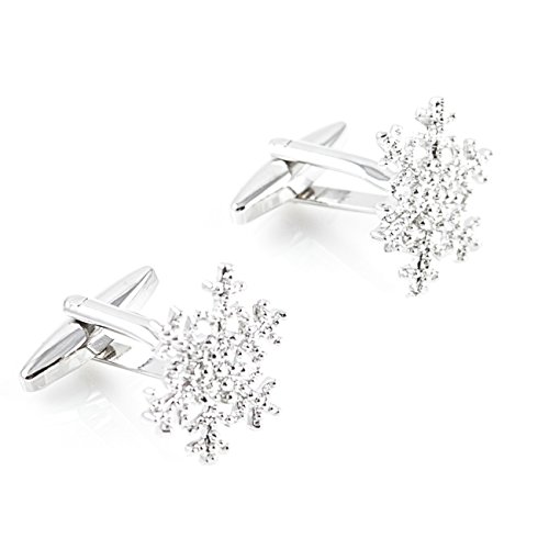 Mrcuff Snowflake Fancy Winter Christmas Pair Of Cufflinks In A Presentation Gift Box & Polishing Cloth #TOP5