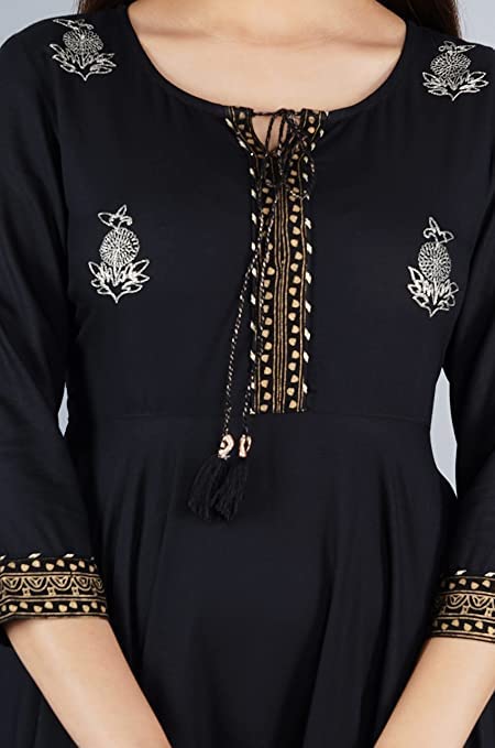Image of JAYROSH Women's Embroidered Rayon Anarkali Kurta Gown | Flared Kurti for Women & Girls