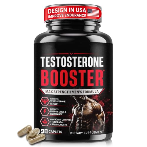 Bivinke Testosterone Booster for Men - Supports Strength, Stamina & Vitality - 90 Caplets, Vegan, Non-GMO