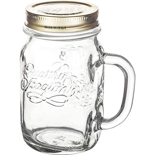 Rocco Bormioli 4 Stagioni Clear Glass Jar with Handle and Lid, 47 x 25 x 15 cm [Italian Language Design]