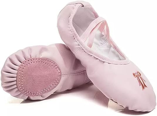 Ballet Dance Shoes for Girls Split Sole Embroidered Bow Design Toddler Little Girls2