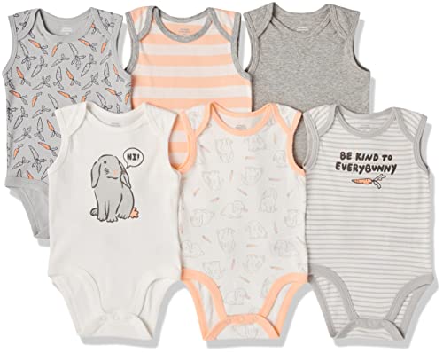Essentials Unisex Bunny Print Sleeveless Bodysuits, 6-Pack #TOP10