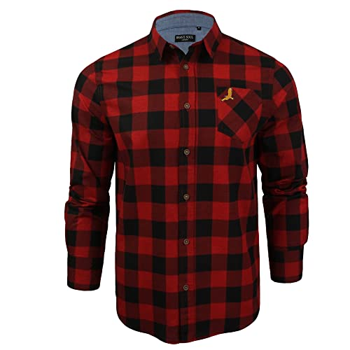 Brave Soul Herren Hemd Jack, kariert, langärmlig, Baumwolle, Holzfällerhemd, Rot-unschärfe, S