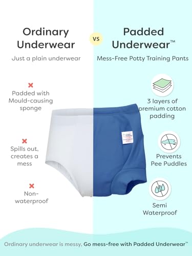 Image of superbottoms Padded Underwear for Babies & Toddlers, 3 Layers of Premium Cotton & DryFeel Layer, Ideal for Diaper-Free Time & Mess-Free Potty Training Pants, Pack of 6