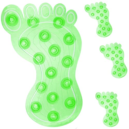 alles-meine.de GmbH 4 TLG. Set 3-D Effekt Figuren - Saugnapf/Wandsticker mit Noppen - Füße & Zehen - GRÜN - transparent - Sauger & Anti Rutsch Pads - Stopper Pad - für FL..