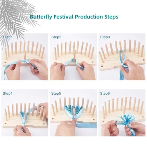 Bow Maker for Ribbon Wreath Wooden Maker Tool with Twist Ties for DIY Creating Present Bows, Wrist Corsages, Christmas, Halloween Decorations