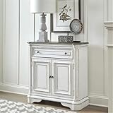 Liberty Furniture Magnolia Manor Accent Cabinet European Traditional Home Storage - Antique White & Weathered Bark Oak