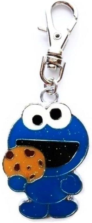 COOKIE MONSTER JEWELRY CHARM PET COLLAR DOG CAT ZIPPER PULL PURSE BAG CHARM JACKET BACKPACK KEYCHAIN