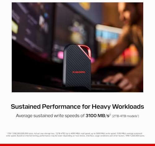 Sandisk 2TB Extreme PRO 휴대용 SSD, 최대 4000MB/s 읽기 속도 - 새로운 모델 — 사진 3