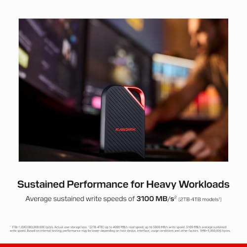 Image of Sandisk 2TB Extreme PRO Portable SSD, Up to 4000MB /s Read Speeds -New Model
