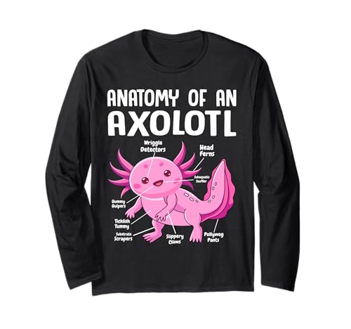 Funny Anatomy Of An Axolotl Cute Kawaii Axolotls Kids Maglia a Manica