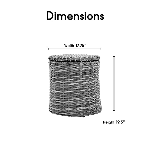 Elle Decor Patio Outdoor Furniture Collection Premium All Weather Wicker, Storage Side Table, Gray #TOP3