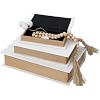 DECOR4SEASON Modern Linen And Wood Decorative Faux Book Boxes Set Of 3-13",10",8" - Beige For Sale | Las Vegas, NV | Nellis Auction