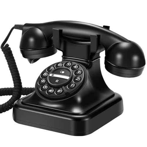 KAHDGSS Teléfono fijo clásico de línea fija tradicional, campanas mecánicas con cable, función de remarcación fácil, durabilidad, construcción de teléfono de marcación